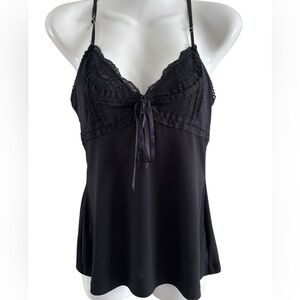 Vintage No Boudaries Black Babydoll Lace Whimsigoth Cami Tank Top Size S